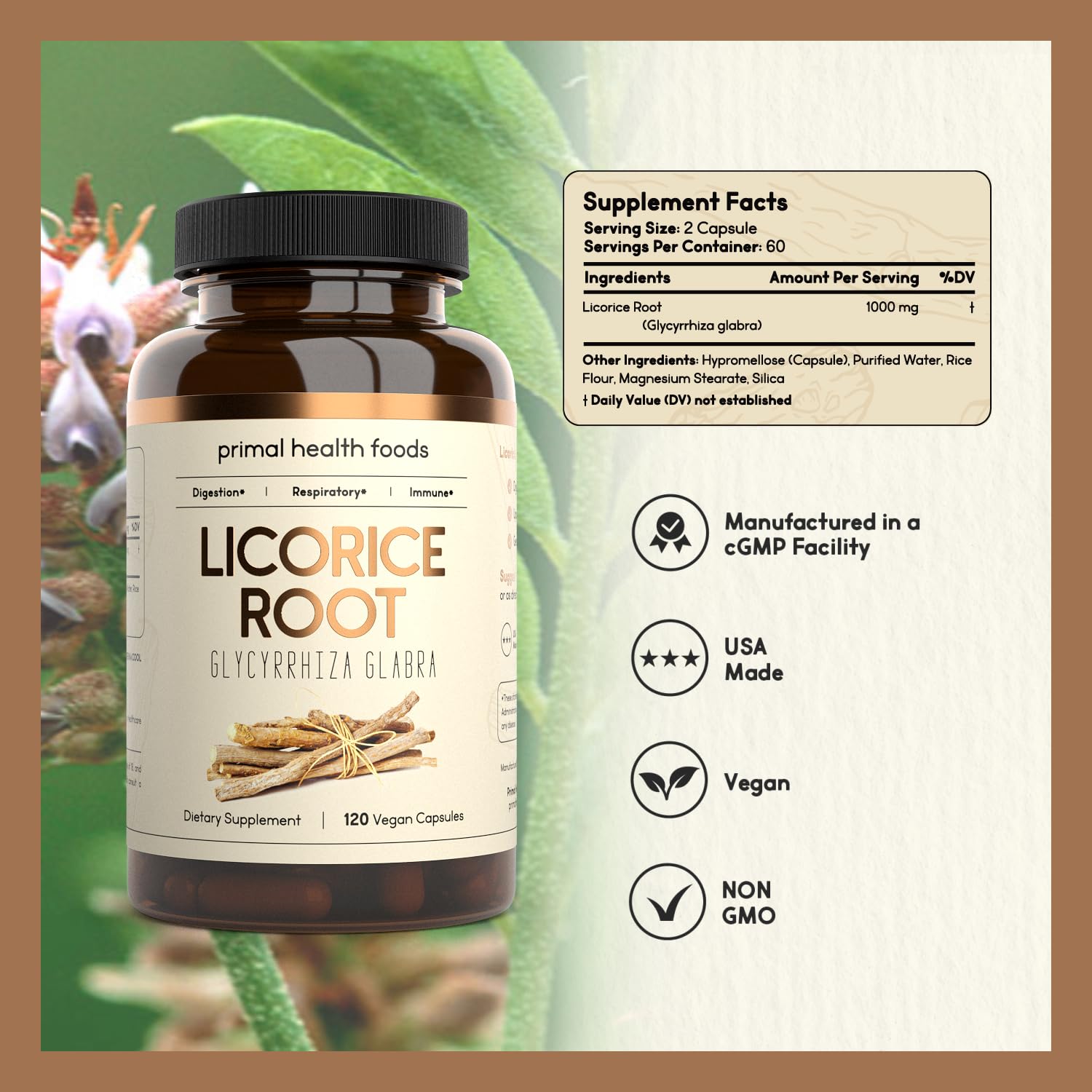 Primal Health Foods Licorice Root Powder packaging side view
