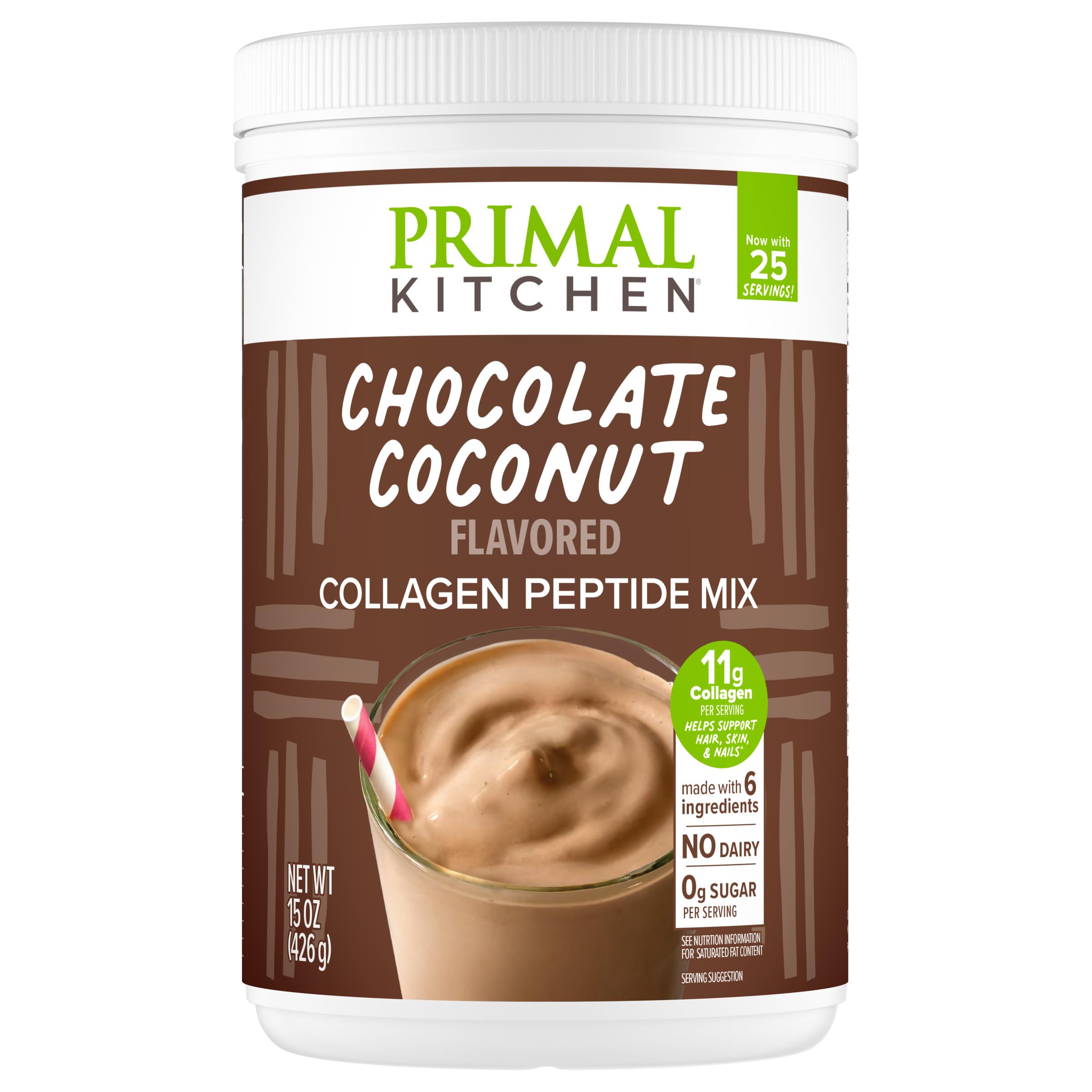 Primal Kitchen Chocolate Coconut Collagen Fuel Drink Mix front view