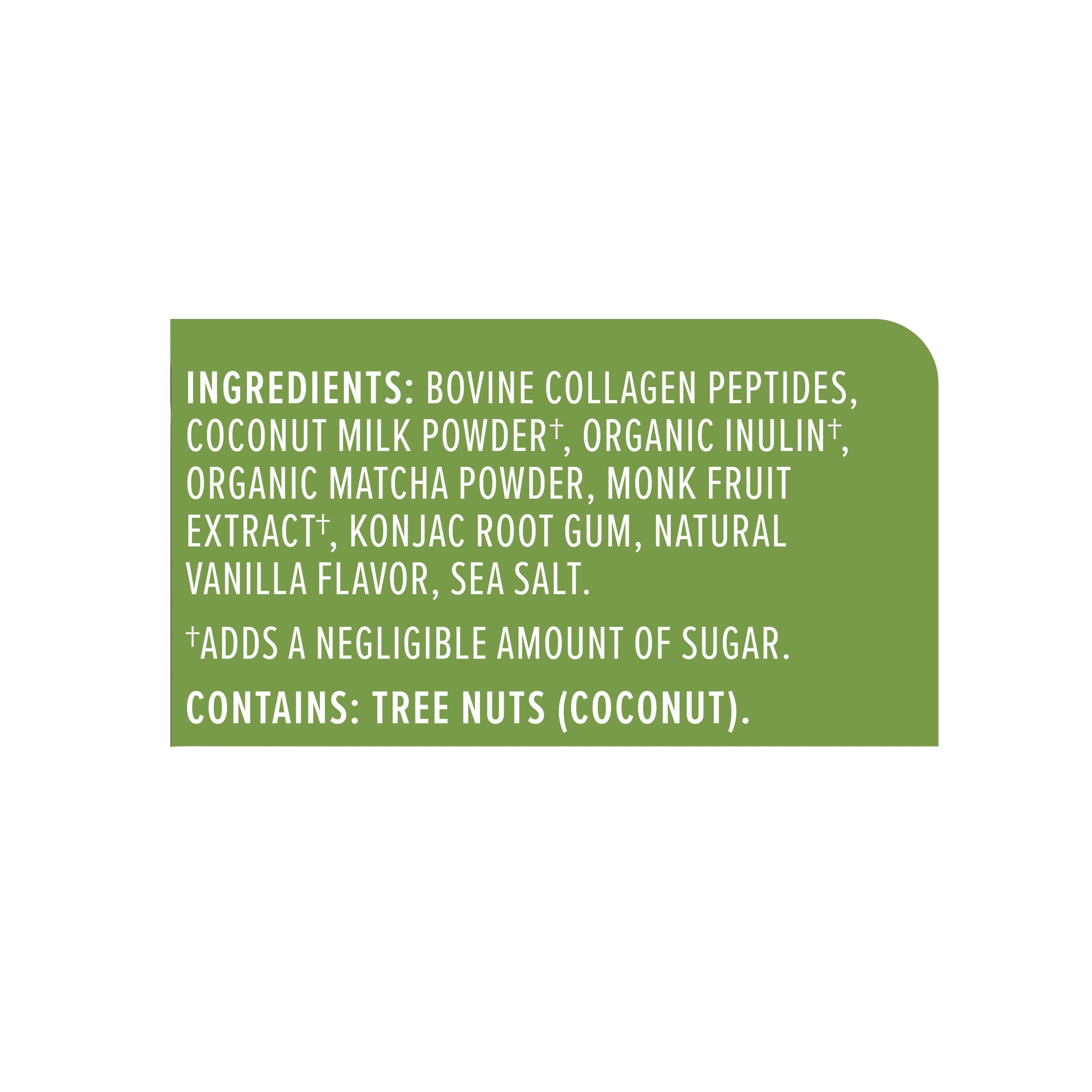 Primal Kitchen Collagen Keto Latte Matcha 272g ingredients list on packaging