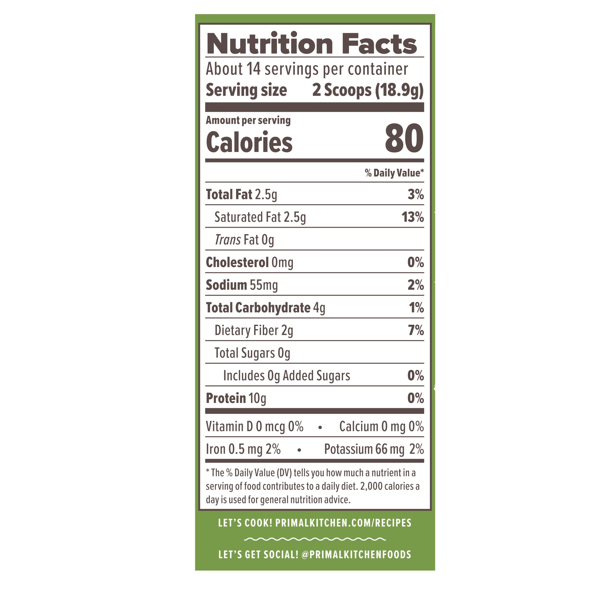 Primal Kitchen Collagen Keto Latte Matcha 272g powder mix in a bowl