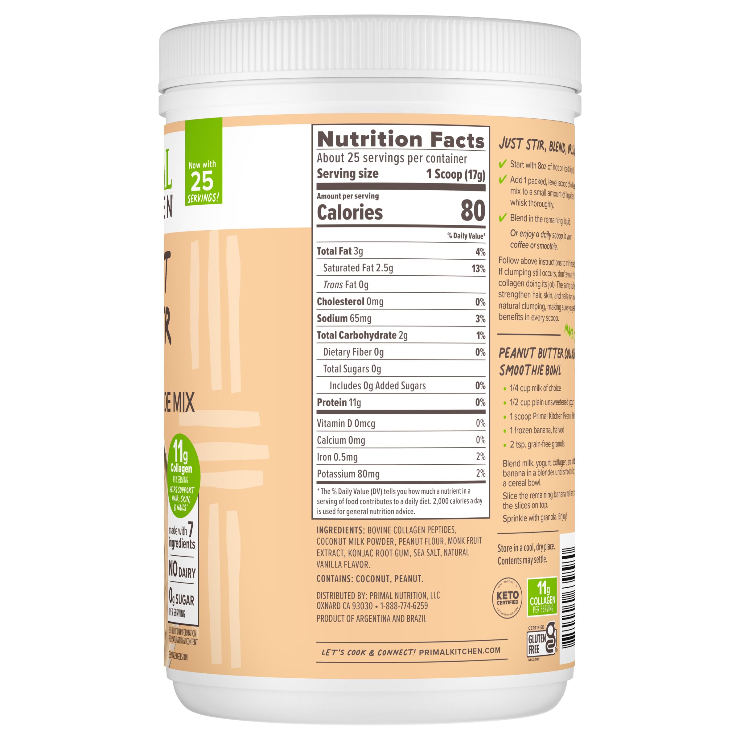 Primal Kitchen Peanut Butter Collagen Drink Mix lifestyle scene