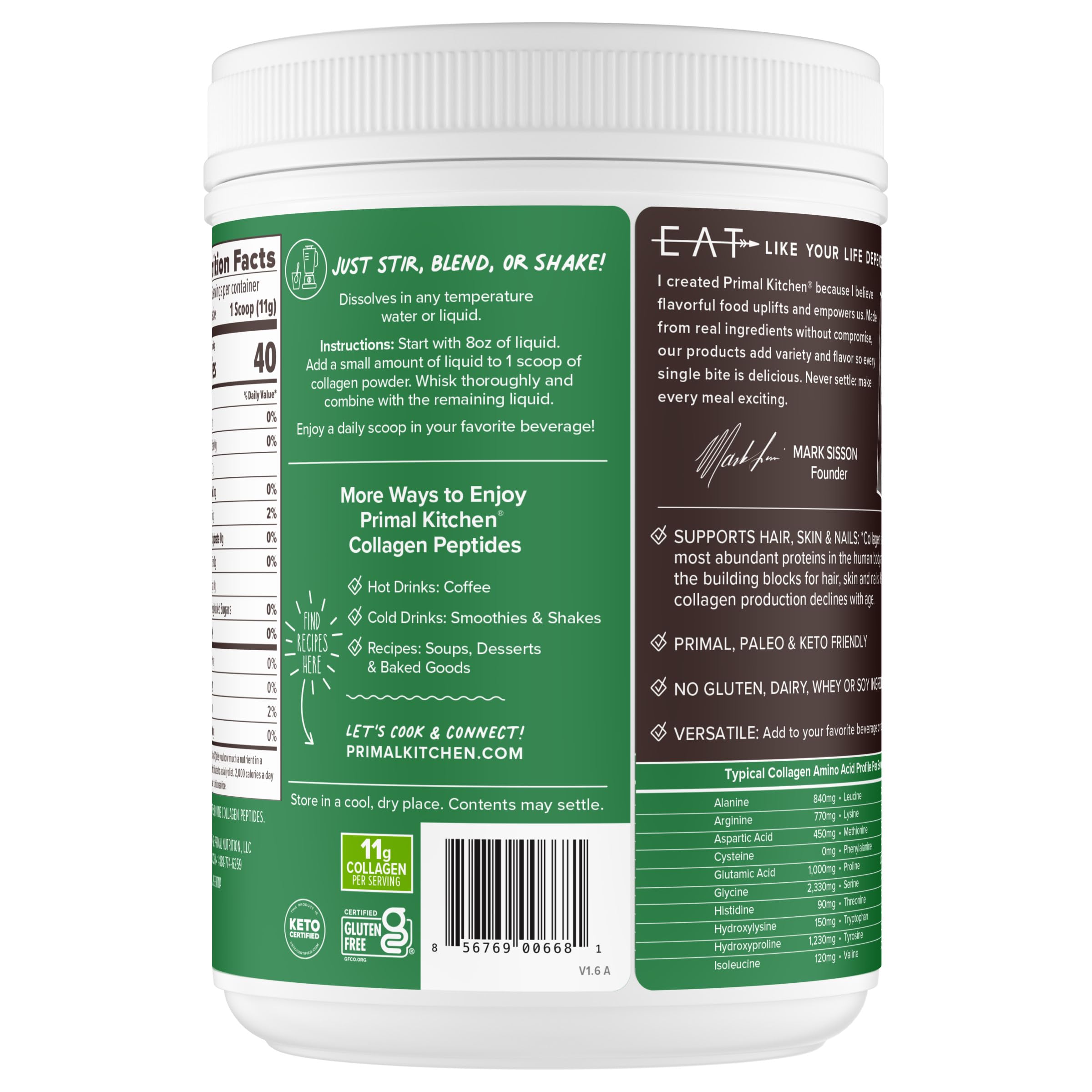 Primal Kitchen Unflavored Collagen Peptides with oatmeal