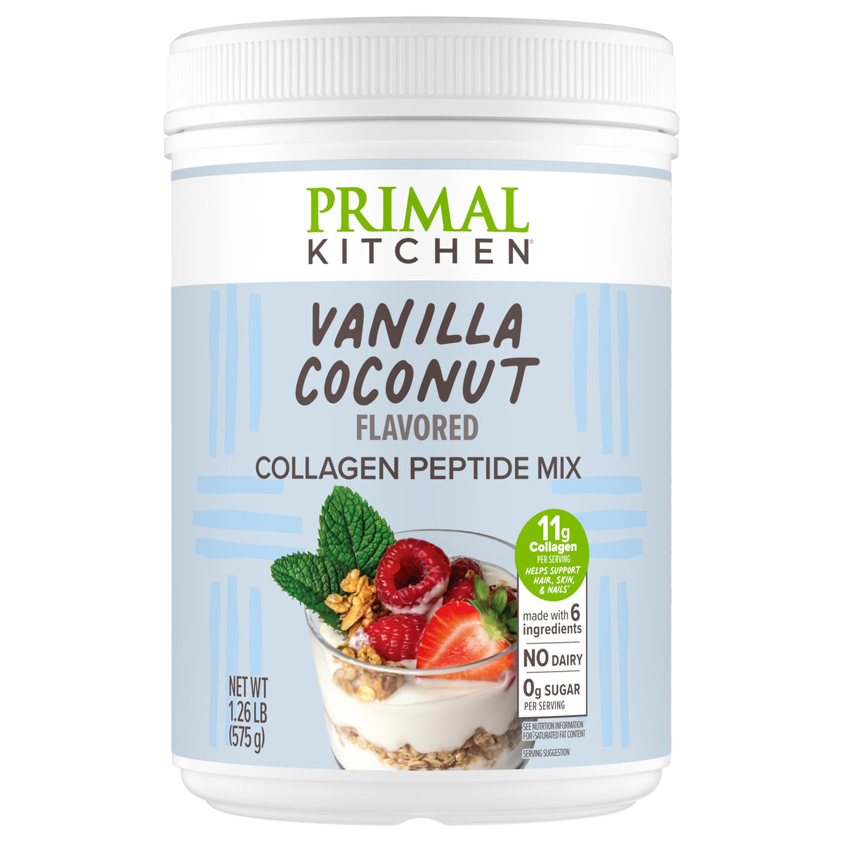 Primal Kitchen Vanilla Coconut Collagen 20 oz front view