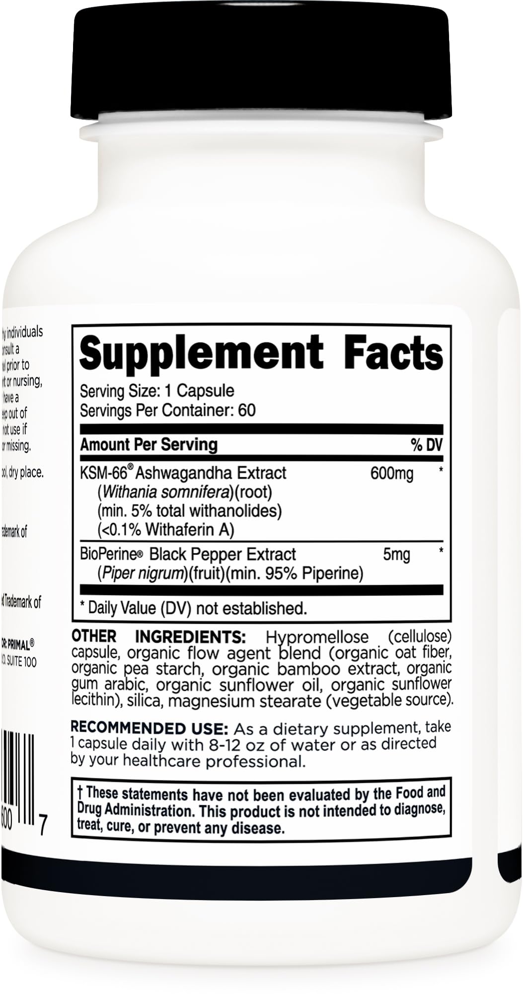 Primal KSM-66 Ashwagandha Capsules ingredients list