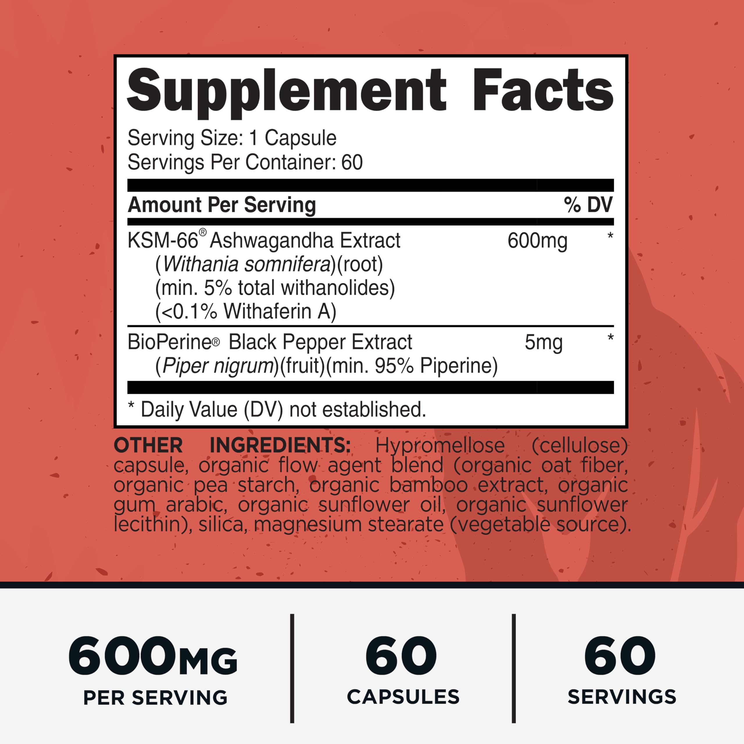 Primal KSM-66 Ashwagandha Capsules showing capsule size