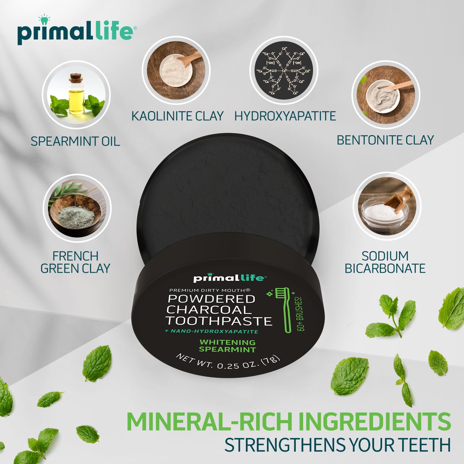Primal Life Organics Dirty Mouth Toothpowder 709g ingredients close-up
