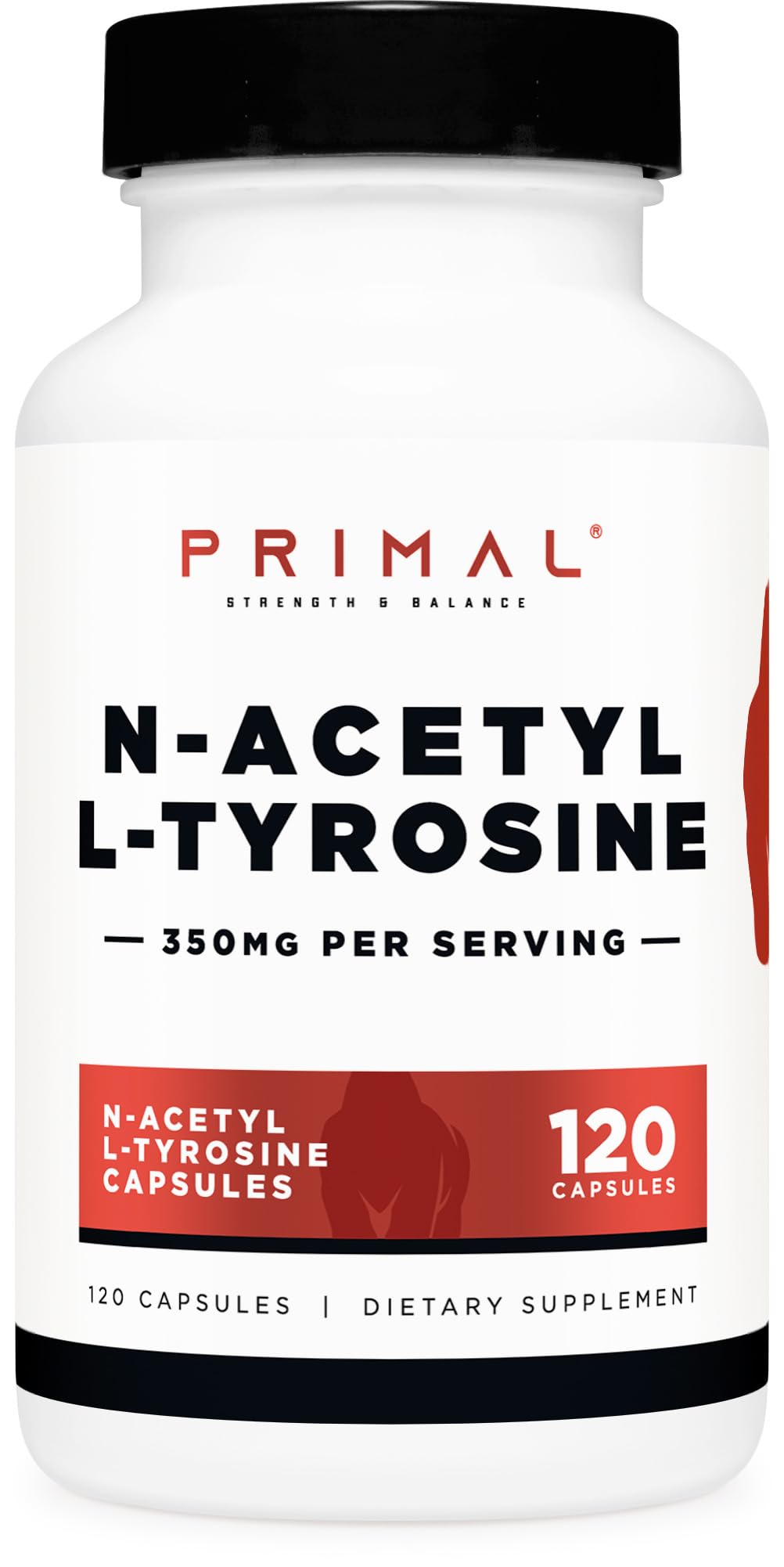 Primal N-Acetyl L-Tyrosine Capsules 350mg front view