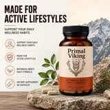 Primal Viking support bottle side view with label