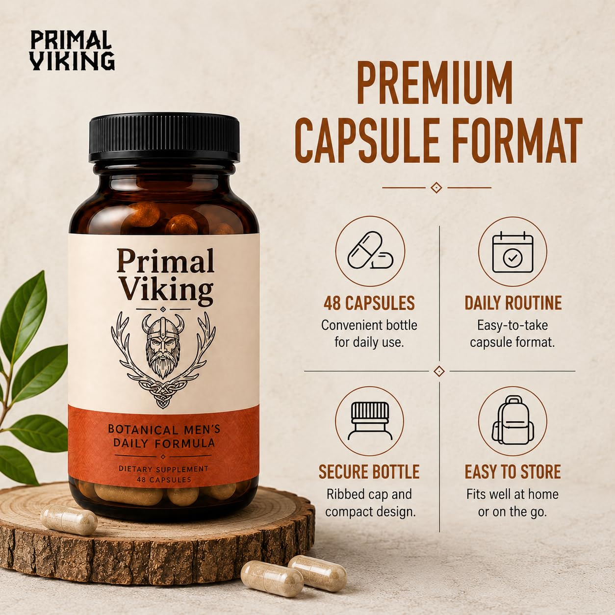 Primal Viking support Official Men’s Daily Supplement bottle back view