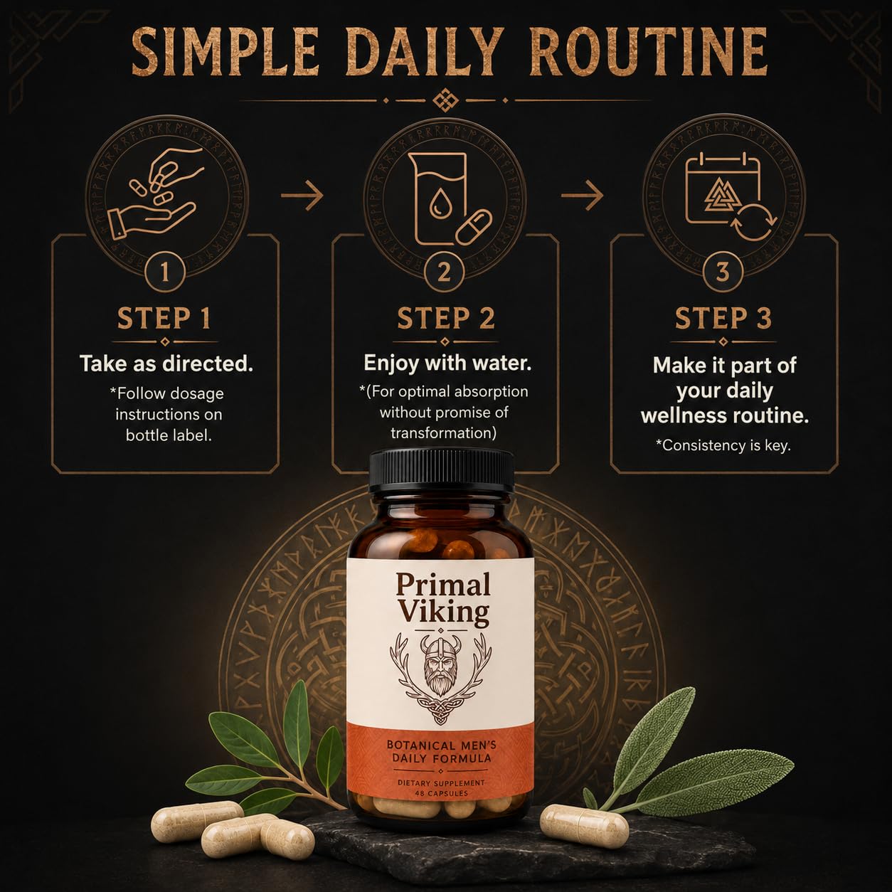 Primal Viking support Official Men’s Daily Supplement with Nordic design
