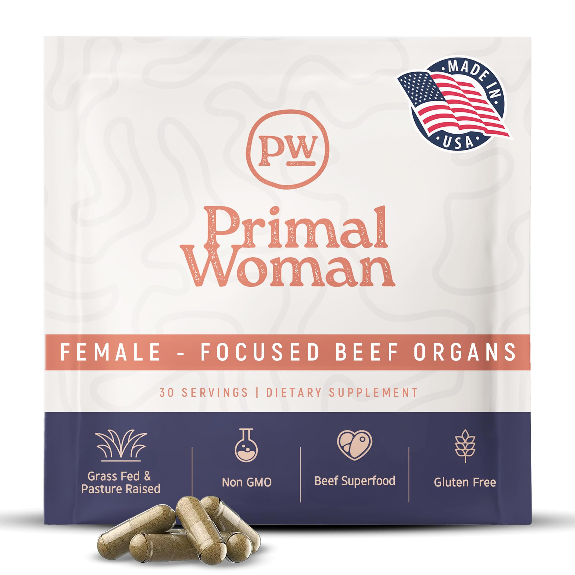 Primal Woman Beef Liver Capsules 60 Count front view