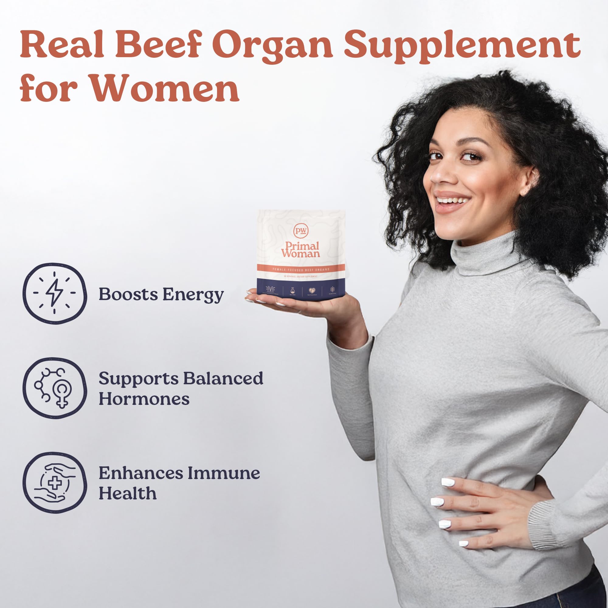 Primal Woman Beef Liver Capsules bottle side view