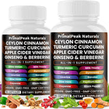PrimalPeak Naturals Ceylon Cinnamon & ACV Capsules front view