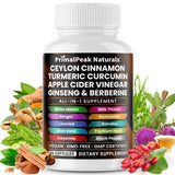 PrimalPeak Naturals Ceylon Cinnamon & ACV capsules front view