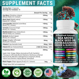 PrimalPeak Naturals Sea Moss Capsules back view with ingredient list