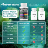 PrimalPeak Naturals Sea Moss Capsules displayed with other supplements