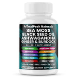 PrimalPeak Naturals Sea Moss Capsules front view with packaging