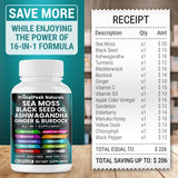 PrimalPeak Naturals Sea Moss Capsules lifestyle image on a kitchen counter