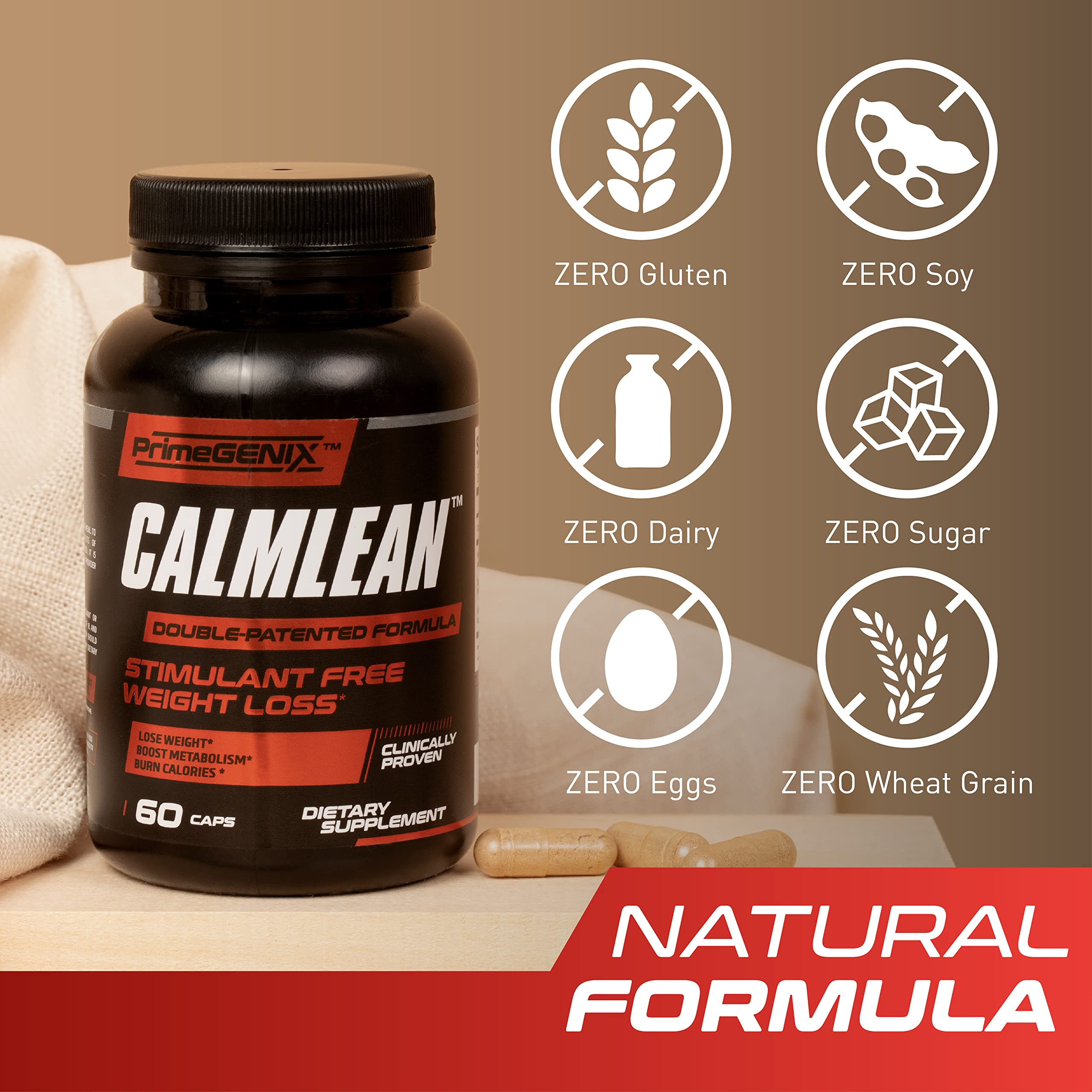 PrimeGENIX CalmLean Stimulant-Free Fat Burner packaging