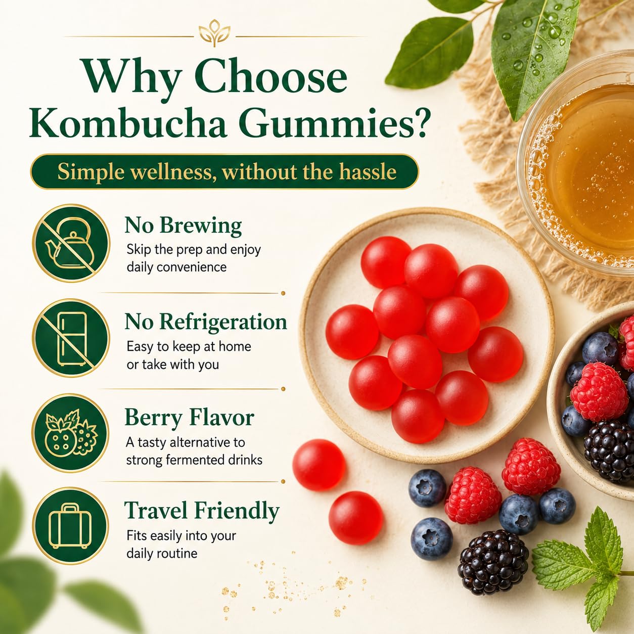 PRIMEHAVEN Kombucha Gummies on a kitchen counter