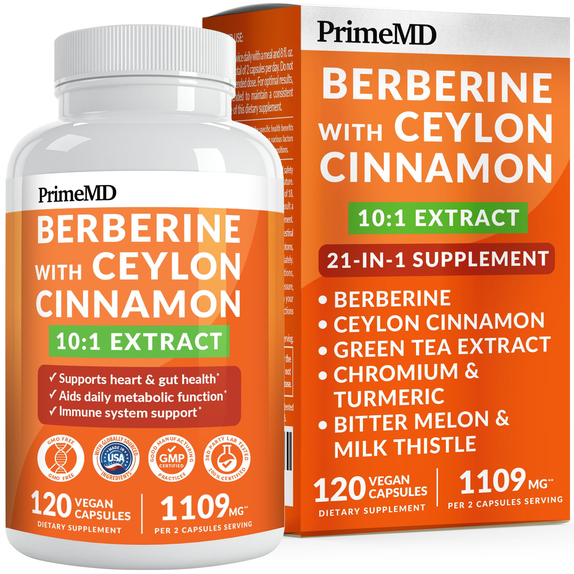 PrimeMD Berberine Supplement front view with 60 capsules