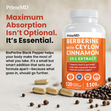 PrimeMD Berberine Supplement with Ceylon Cinnamon extract close-up