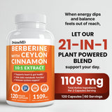 PrimeMD Berberine with Ceylon Cinnamon supplement bottle side view