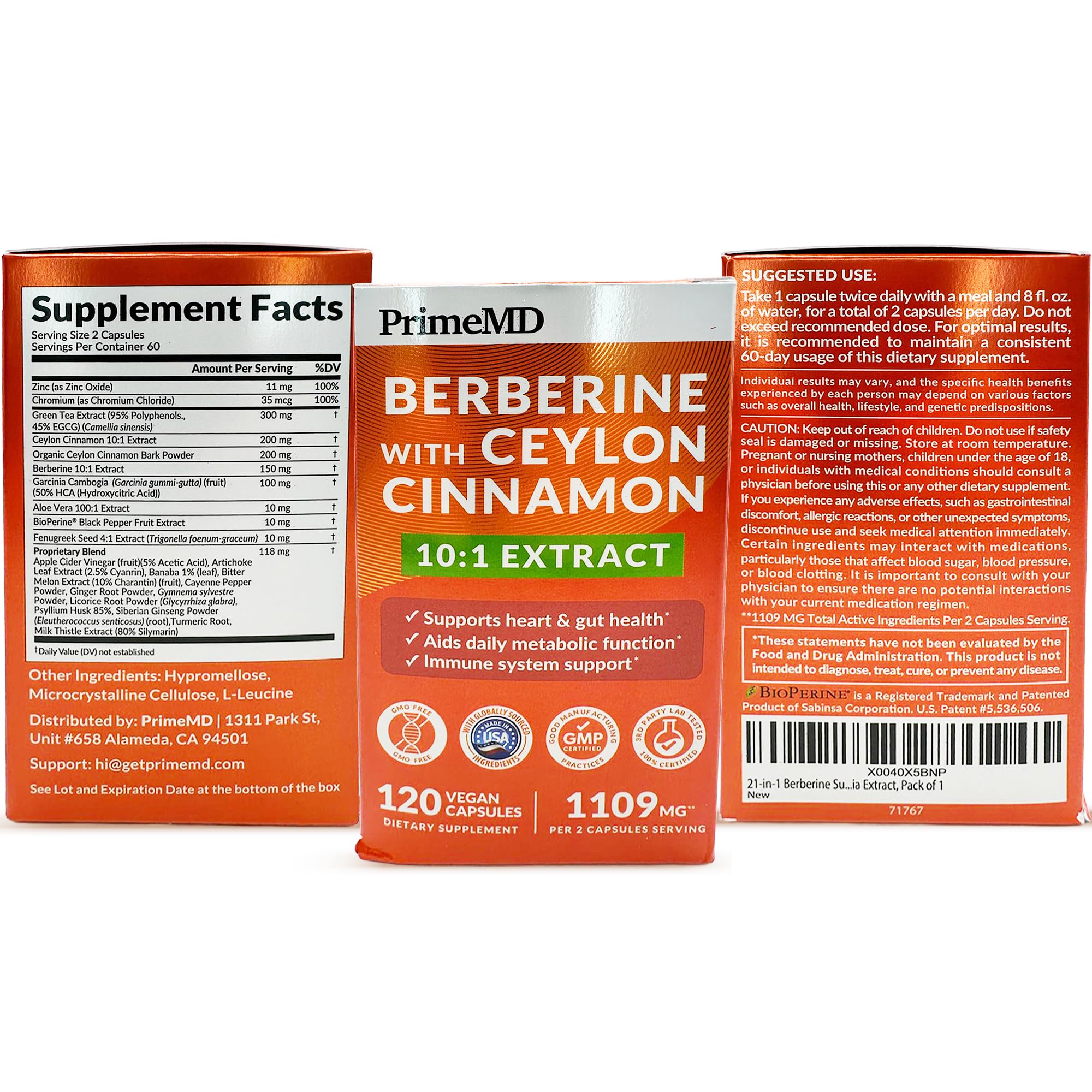 PrimeMD Berberine with Ceylon Cinnamon supplement in a lifestyle setting