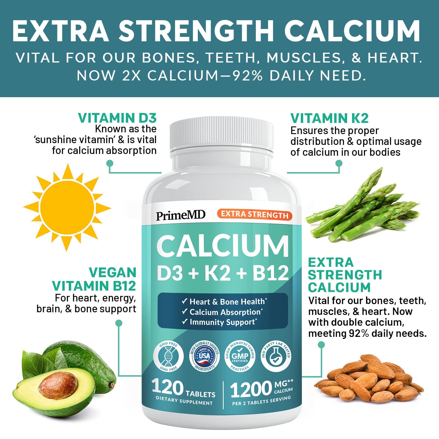 PrimeMD Calcium Supplement 1200mg side view