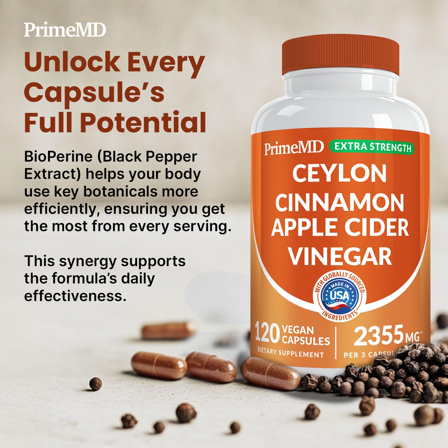 PrimeMD Ceylon Cinnamon 1000mg capsules with ingredients