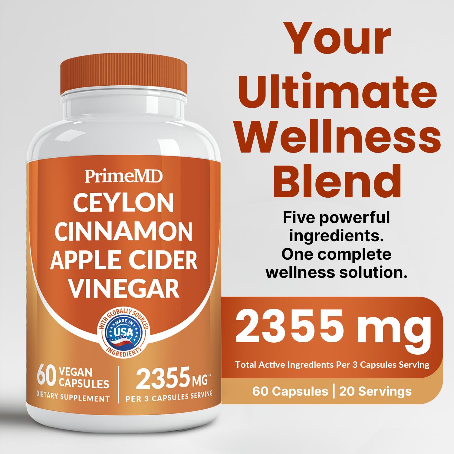 PrimeMD Ceylon Cinnamon Capsules side view showing label
