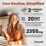 PrimeMD Ceylon Cinnamon Capsules with a glass of water