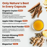PrimeMD Ceylon Cinnamon Capsules with turmeric and ginseng ingredients