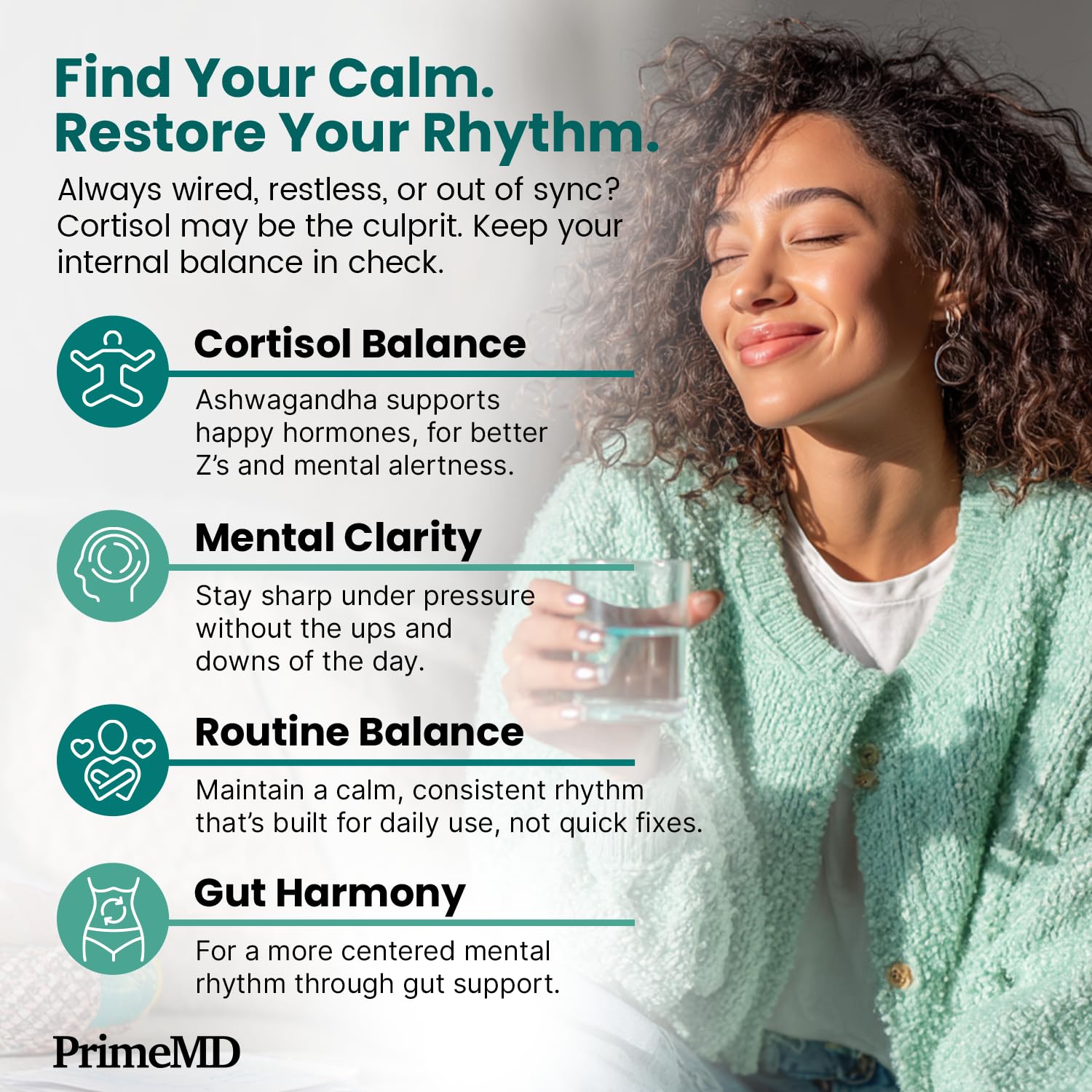 PrimeMD Cortisol Calm Capsules with Ashwagandha close-up