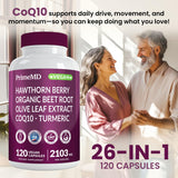 PrimeMD Hawthorn Berry Supplement on a wooden table