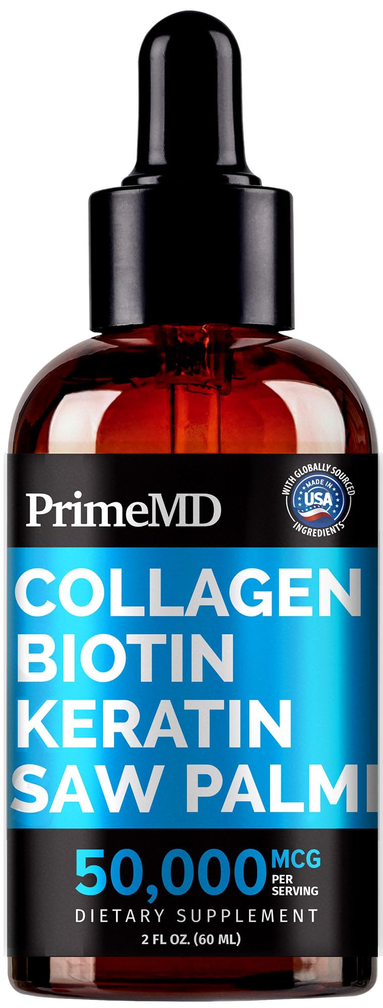 PrimeMD Liquid Collagen Peptides front view with dropper