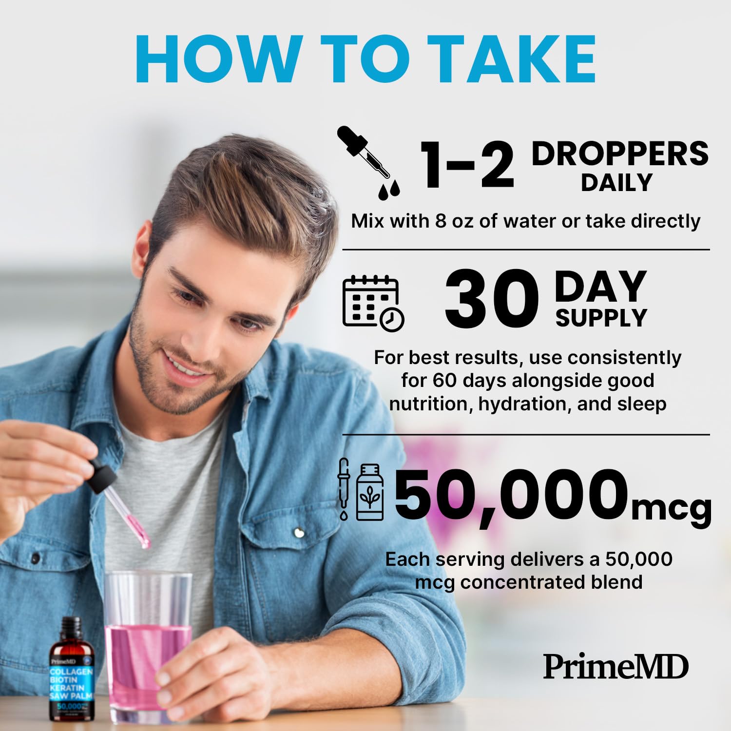 PrimeMD Liquid Collagen Peptides on a wooden table