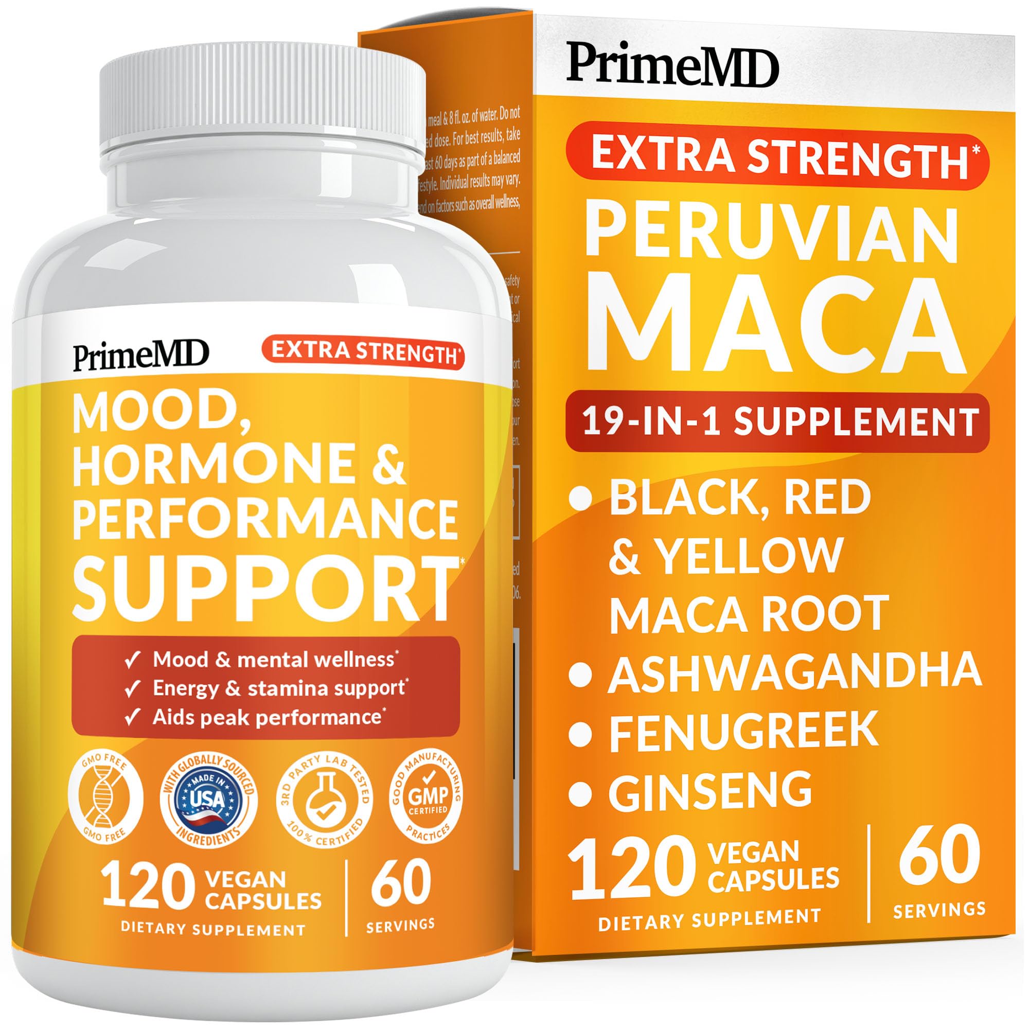 PrimeMD Maca Root Ashwagandha Capsules front view