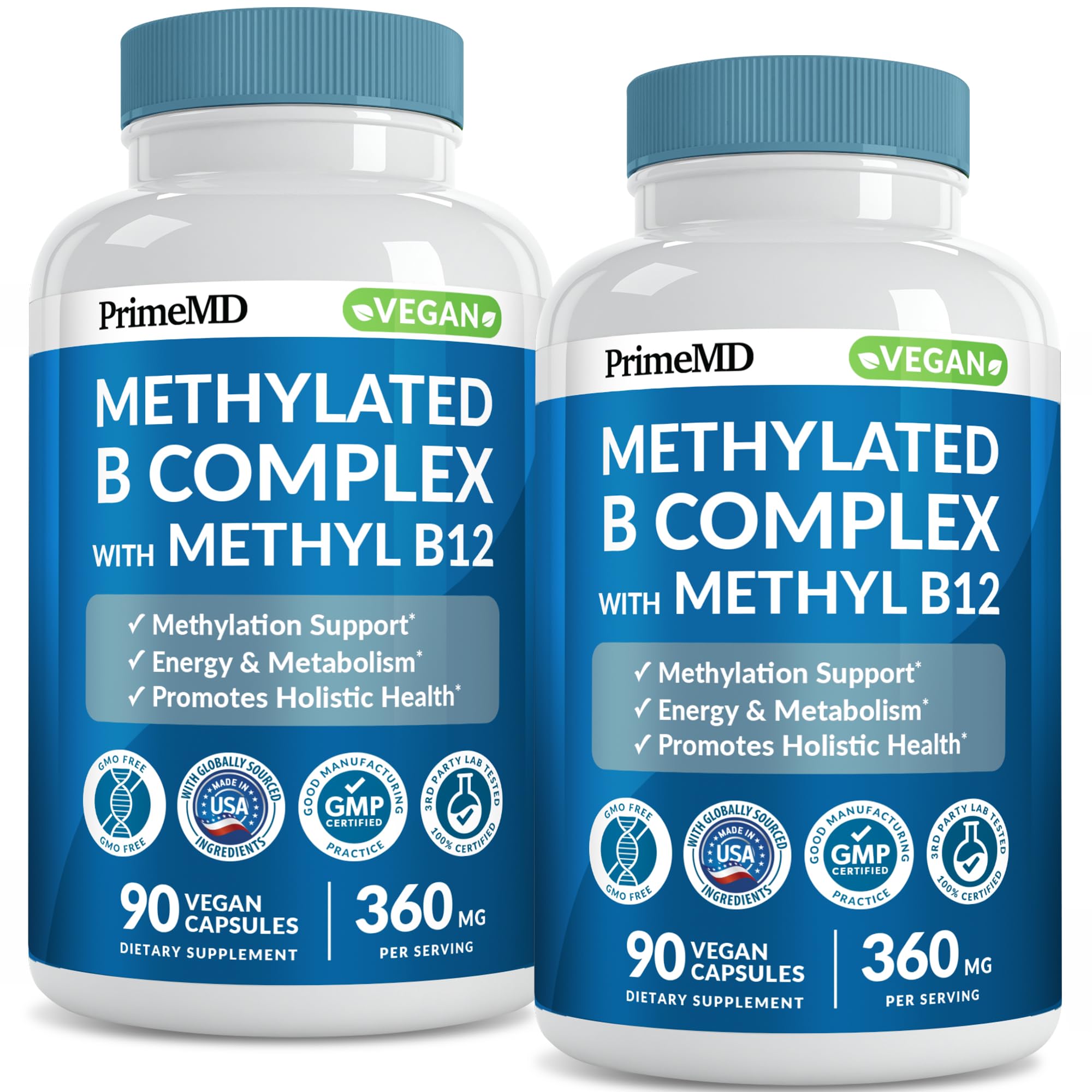PrimeMD Methylated B Complex Capsules front view with packaging