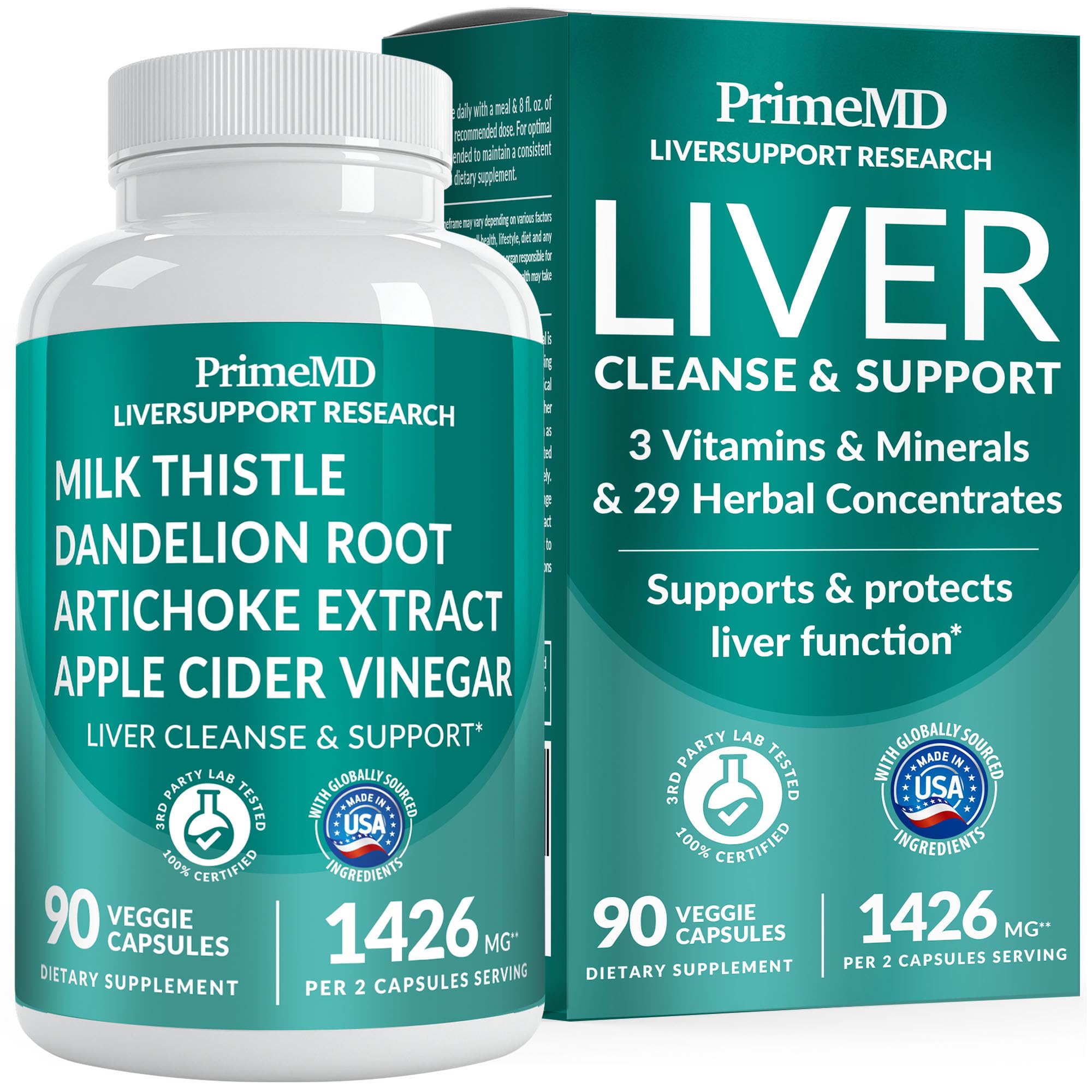 PrimeMD Milk Thistle Liver Support Supplement front view