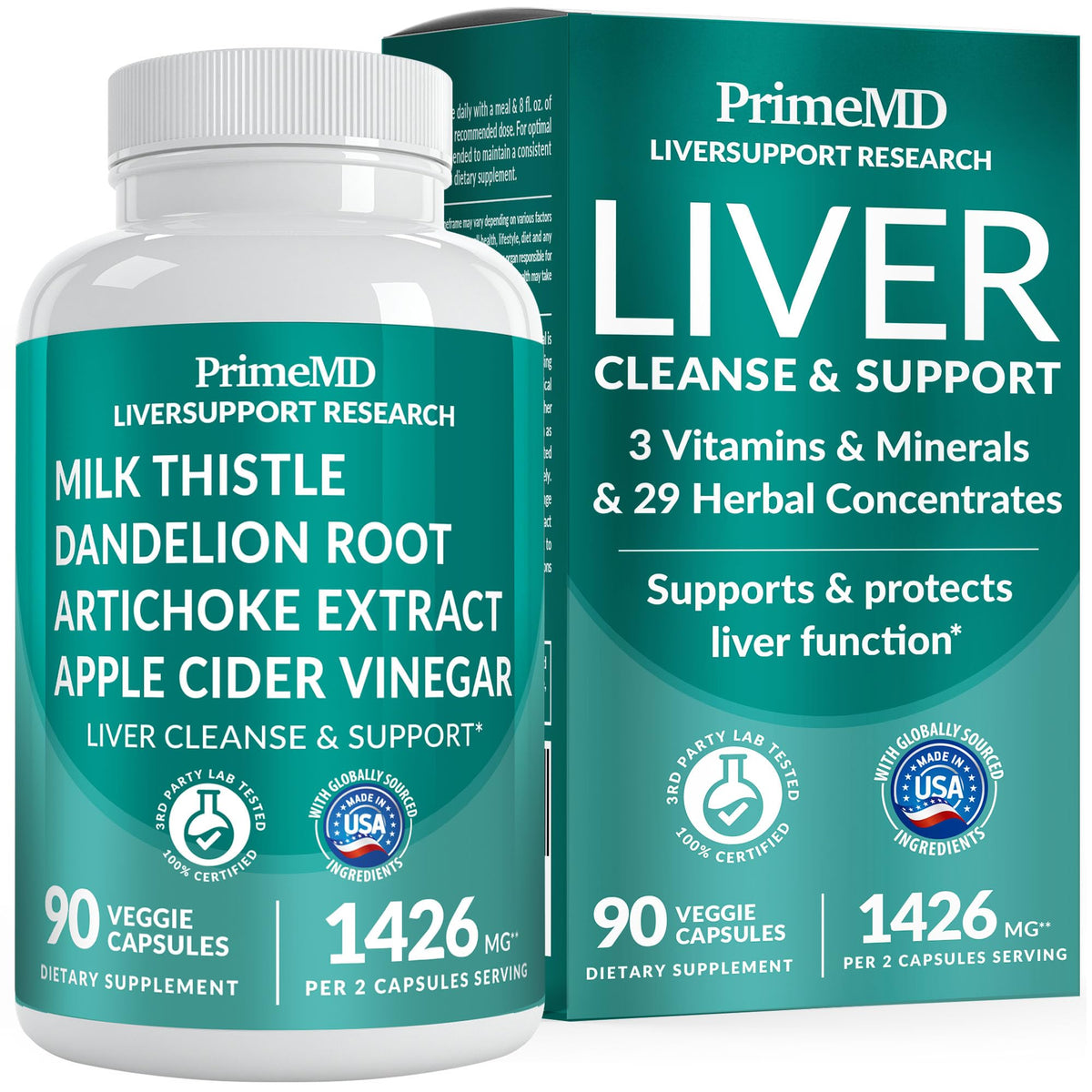 PrimeMD Milk Thistle Liver Support Supplement front view