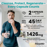 PrimeMD Milk Thistle supplement with glass of water