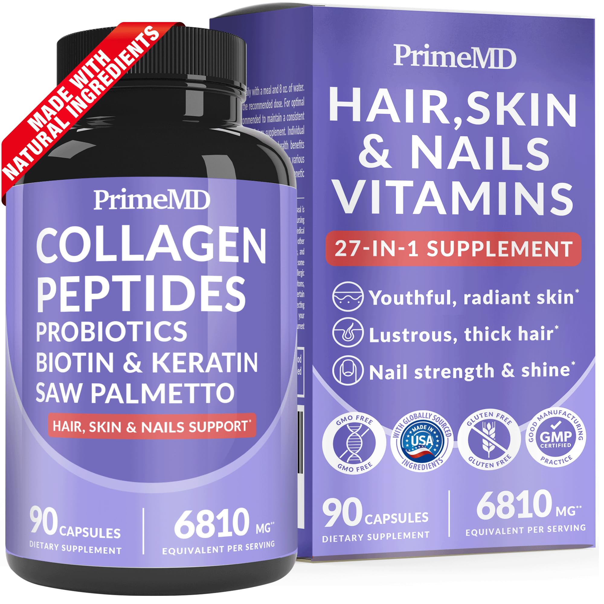 PrimeMD Multi Collagen Peptides Capsules 6810mg front view