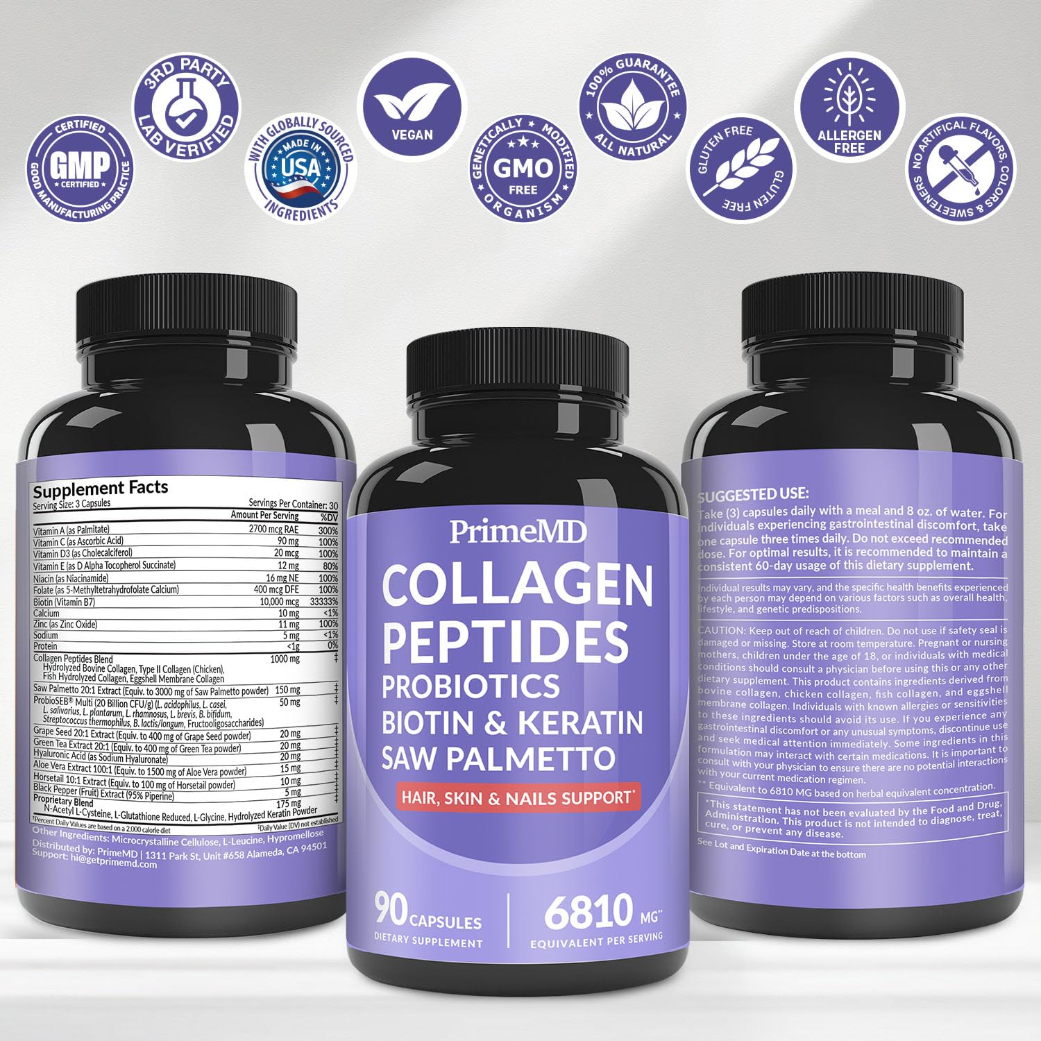PrimeMD Multi Collagen Peptides Capsules 6810mg packaging details