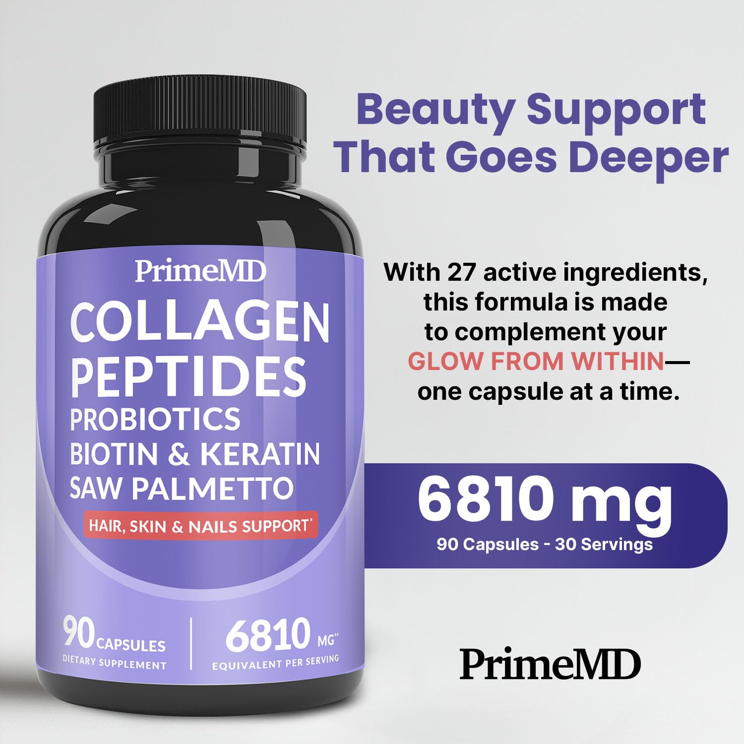PrimeMD Multi Collagen Peptides Capsules 6810mg side view