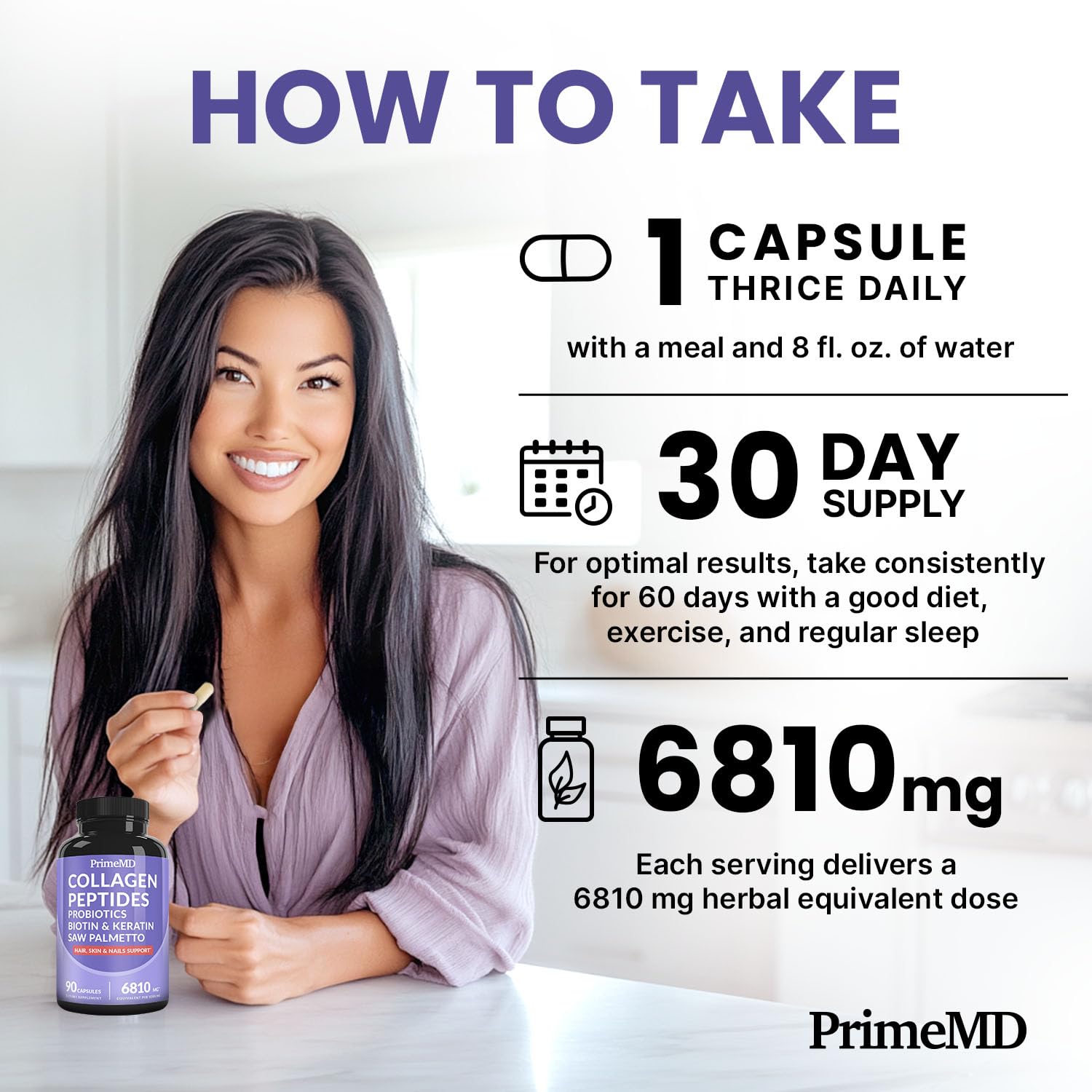 PrimeMD Multi Collagen Peptides Capsules 6810mg with measuring spoon