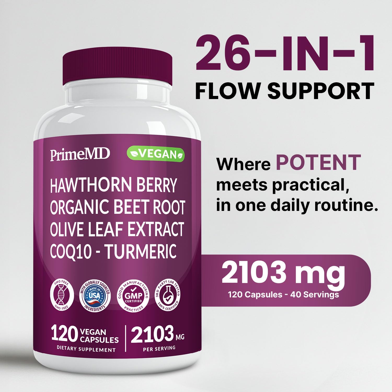 PrimeMD Nitric Oxide Supplement 150g back view with ingredients