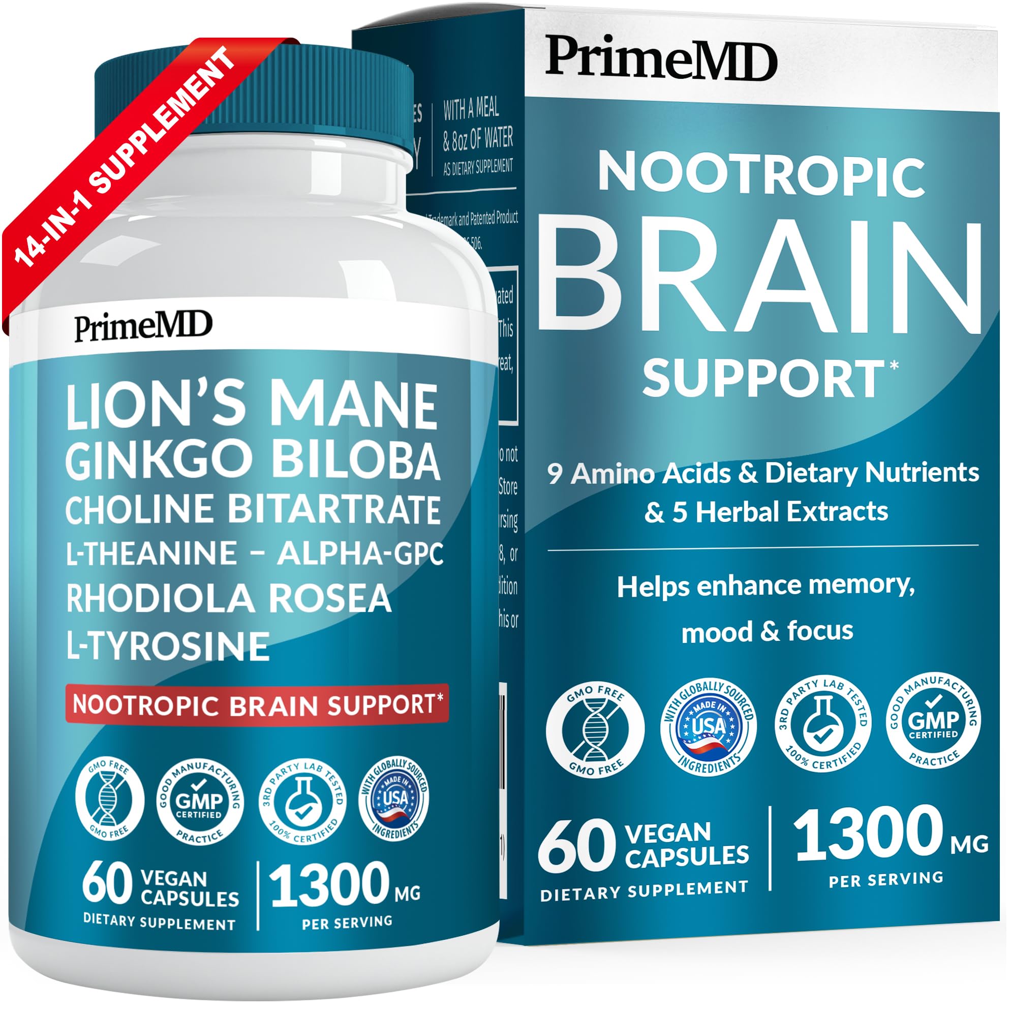 PrimeMD Nootropics Brain Supplement front view