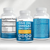PrimeMD Omega-3 Fish Oil softgels in a glass of water