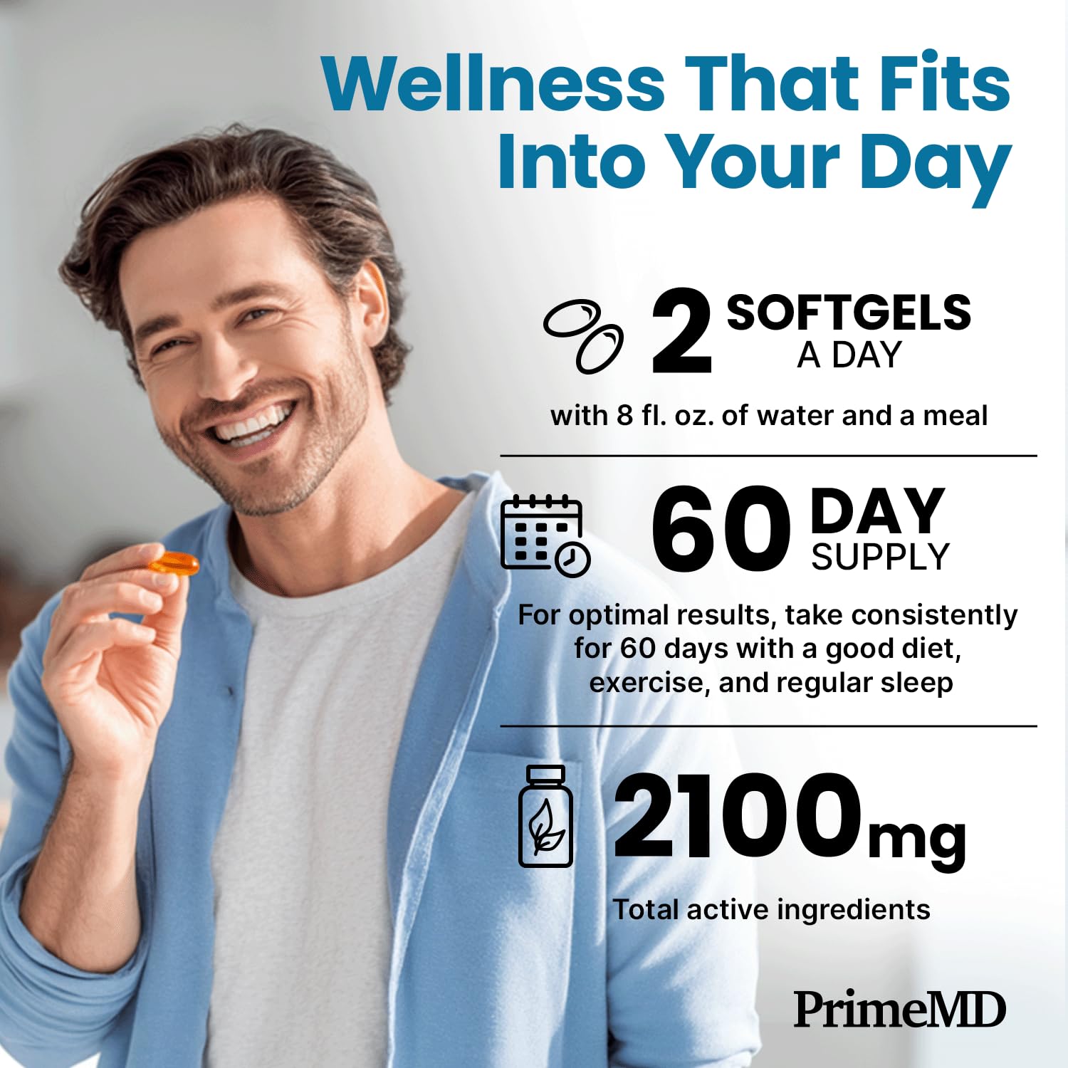 PrimeMD Omega-3 Fish Oil softgels with measuring spoon
